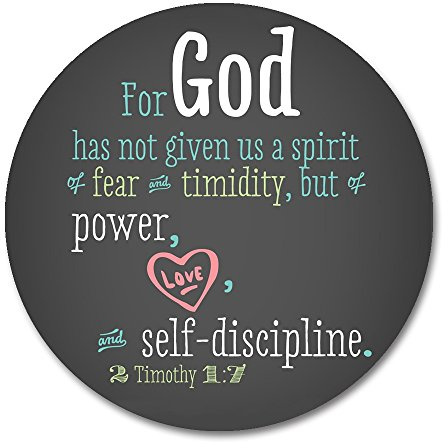 Smooffly Bible Quotes Mouse Pad - Inspirational Christian Verses for 'God Has Not Given Us a Spirit of Fear' - Round Non-Slip Rubber Gaming Mousepad