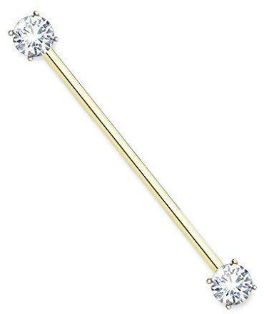 Tapsi´s Coolbodyart Industrial Piercing Barbell Chirurgenstahl Damen & Herren [Zirkonia] 38mm | Industrial Barbell | Barbell Piercing Ohr | Ohrpiercing Stab | CBABI54_GDC