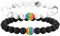 Flongo Partner Armbänder Energiearmband Energie LGBT Armband Regenbogen Streifen Gay Pride Schwul Homosexual Homosexuell Lava Türkis Stein Mala Kugel Perle Herren,Damen Accessoires 2 Stück Set