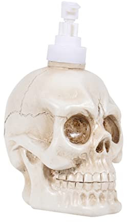 Seifenspender mit - , kreatives Skelett-Modell, Seifenspender mit guten Griffen, Schaumseifenfüllung, 350 ml – 7 x 10,5 x 15 cm (weiß)