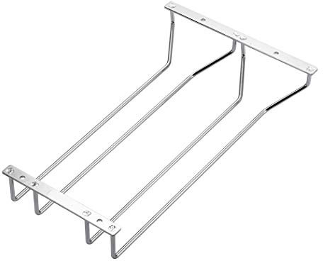 Dianoo Supporto Per Bicchiere Da Vino Sotto Armadio Appeso Supporto Per Bicchieri A Piede Con Viti Finitura Cromata 35cm 2 Fila