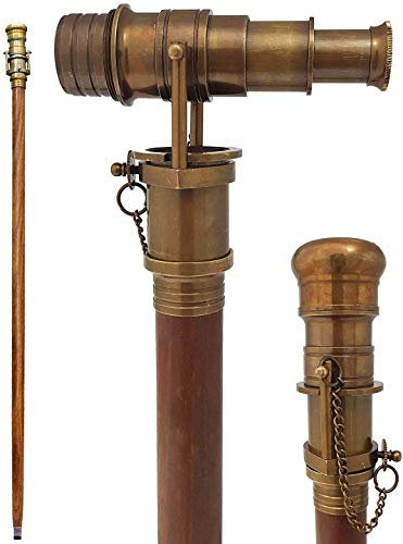 Nautical Brass Antique Cane Telescope Three Fold Walking Stick