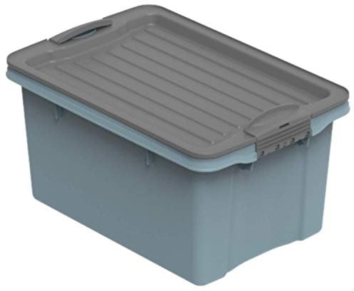 Rotho, Compact, Storage box 4.5 l with lid A5, Plastic (PP recycled) BPA-free, blue/anthracite, A5/4,5l (27,0 x 18,5 x 15,0 cm)