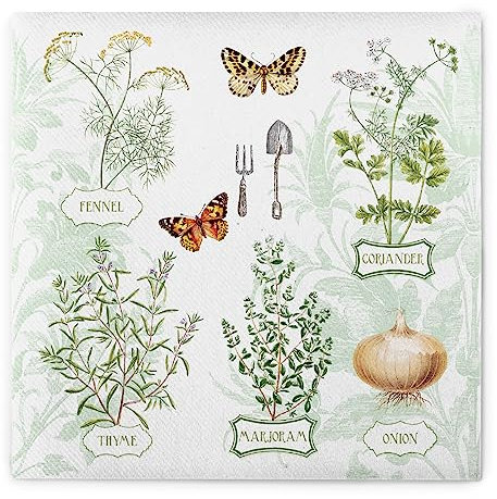 Sovie HORECA Linclass® Airlaid Serviette Fresh Herbs | Küche Kräuter Sommer | 40 x 40 cm | 50 Stück