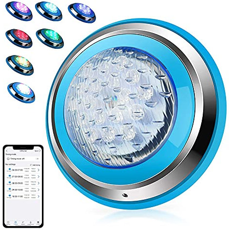 Direkt Unter Wasser Installieren 54W 12V LED Poolbeleuchtung Unterwasser Pool Beleuchtungen 18*3W RGB LED-Chips Bluetooth-Steuerung APP IP68 Wandmontierte 32 Lichteffekte Farbwechsel Poolzubehör