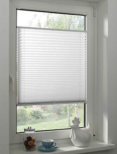 Sunpro24 Plissee auf Maß, Blickdichtes Faltrollo, Klemm-Montage, Sonnenschutzrollo, (B) 20-50 x (H) 20-80 cm, Weiß