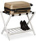 Relaxdays Portavaligie Pieghevole in Legno, HxLxP: 54,5 x 66 x 44,5 cm, 2 Ripiani, Arredo per Camera e Hotel, Bianco, 1 pz