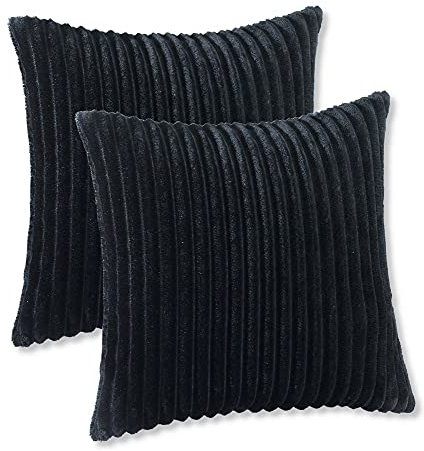 Kuscheli® 2er Set Kissenbezug im Doppelpack Cashmer Touch Fleece Kissenhülle, Sofakissen Kopfkissenbezug Kissenbezüge Couchkissen, Farbe:Schwarz, Größe:2X 50x50 cm