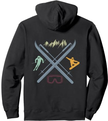 Backprint Ski und Snowboard Symbole Wintersport Liebhaber Pullover Hoodie