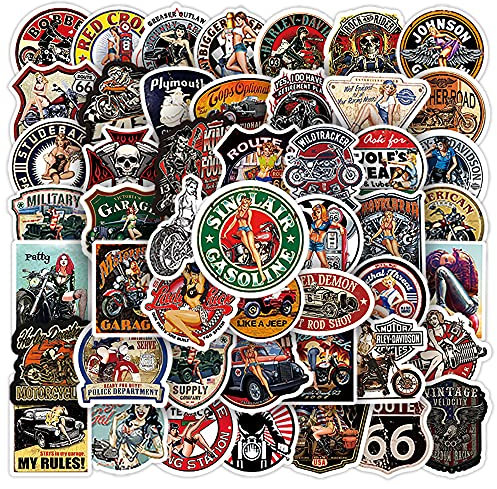 Hot Rod Aufkleber für Laptop(100 Stück),Geschenk für Kinder Teenager Erwachsene Jungen,wasserdichte Classic Car Theme Aufkleber für Skateboard,Vinyl Stickers für Auto Motorräder Fahrrad Bumper