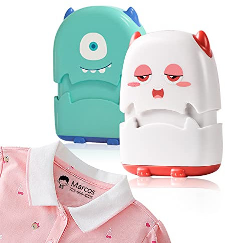 GUWENFENG Personalisierte Kleidung Stempel, Benutzerdefinierter Namensstempel Kinder Textil, Etiketten für Kinder,Wasserfest Waschmaschinenfest, für Kindertagesstätte Schuhe Kleidung Masken(Rosa)