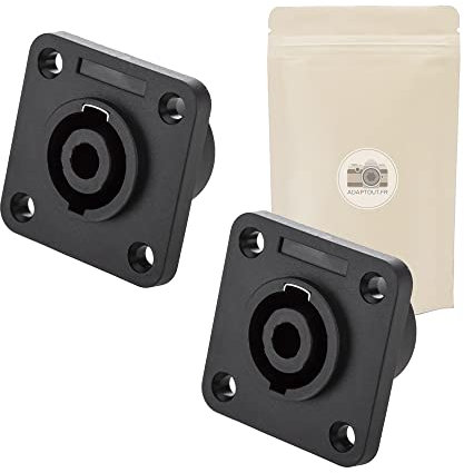 Adaptout 2X Embase prise type speakon NL4 avec 4 broches femelle femelle a visser caisson flight case