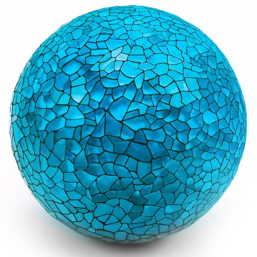 Woration 1 STÜCK Mosaik Glas Dekorativ Kugel Tabelle Mittelstücks Kugel Sphäre ZuhauseDekoration for Wohnen Zimmer Dining & Kaffee Hochzeit Birthday Tray Dish Plate Dekor Blau