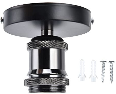 E26 E27 Douille 100-240V Vintage Plafonnier Applique Murale Douille Douille Avec Interrupteur Pour éclairage Et Décoration De Bureau à Domicile(Le noir)