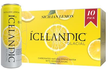 Icelandic Glacial Sparkling Water, Sicilian Lemon, 330 ml Cans, 10 Count