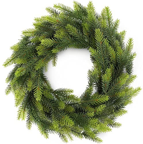 KADAX Weihnachtskranz aus PE-Kunststoff, Weihnachtskranz für Tür, Adventskranz, Türkranz für Weihnachten, künstlicher Tannenkranz, Tischkranz, Tischdeko (Eva 45cm)