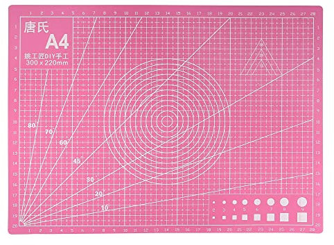 sourcing map A4 Selbstheilend Schneidematte 12x9 Doppelseitig Rutschfest Gitter PVC Rosa