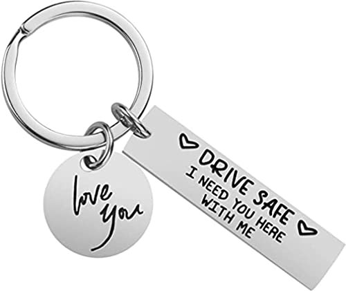 Tecreo Drive Safe Schlüsselanhänger I Love You Schlüsselanhänger Freund Ehemann Geschenk Fahrer Geburtstag Geschenke für Ihn Freund Ehemann Geschenke