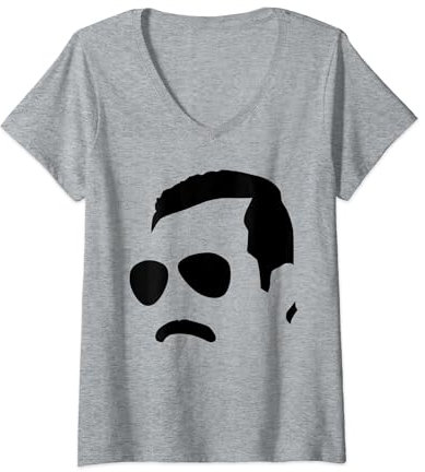 Freddie Mercury Officiel Monochrome Block Face T-Shirt avec Col en V