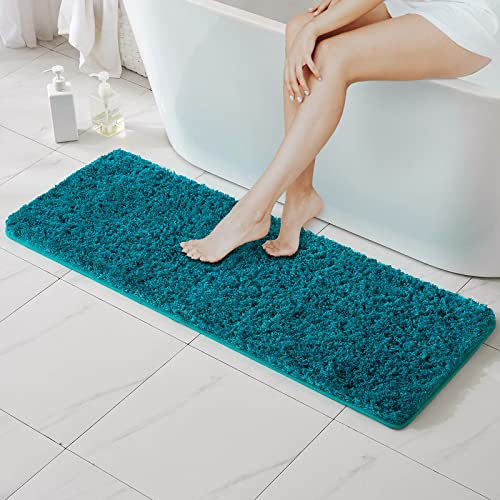 MIULEE Badematte Weiche Badteppich rutschfest Badvorleger Fußmatte Badzimmermatte Bettvorleger Flauschig Teppich Badezimmerteppich Duschmatte für Bade & Wohnzimmer Schlafzimmer 45x120 cm Türkis