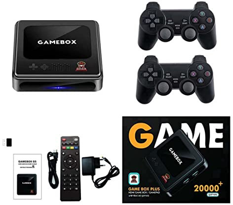 G10 HD Video Game Box Console Retro Home Acrade with 32G 15,000 Gamess (UK), 2.4G Wireless Dual Controllers, Mini Game Stick Game Console Two-person Game Console