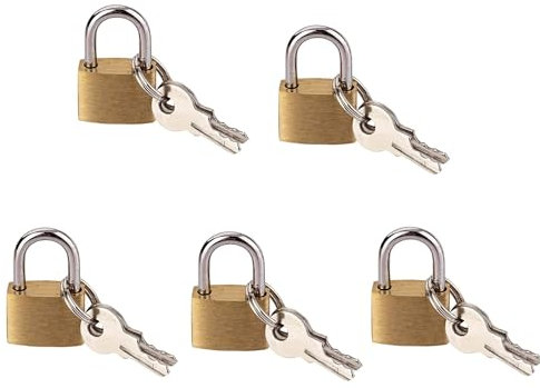 BOBOZHONG Mini Vorhängeschlösser,5 Stück Cupreous kleines Schloss,Gepäck-Vorhängeschloss,10 Schlüssel im Lieferumfang enthalten,für Gepäck,Reisetaschen,Koffer,Ketten,Tagebuch