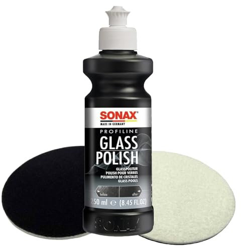 Glaspoliturset bestehend aus einer SONAX 250ml Glass Polish + 2 Stück Flexipads Ø75mm Glas-Polierpads