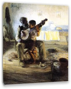 RKGHDCX Berühmte Wandkunst Bilder von Leinwanddrucke und Poster. Die Banjo-Lektion. Reproduktion Druck auf Leinwand für Wohnzimmer Dekor 70x90cm28 x35 Gerahmt