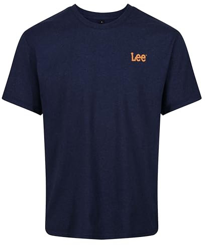 Lee Mens T Shirt Short Sleeve in Denim Blue Standard Fit with Crew Neck and Branded Logo - 100% Cotton Super Soft & Comfortable Loungewear