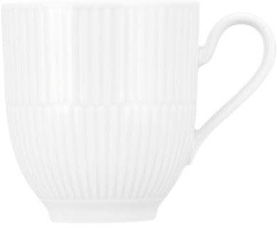 Seltmann Weiden Amina Weiß Becher mit Henkel, 360 ml, Kaffeebecher mit dezentem Relief-Muster, Spülmaschinen- und Mikrowellenfest, Porzellan, Weiß