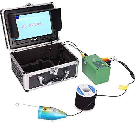 Vikye Détecteur de Poisson avec Moniteur LCD Portable de 7 Pouces, Caméra de Pêche sous-Marine étanche 1000TVL Mégapixels, Angle de de 92 °, 15 Lampes Infrarouges, adapté à la Pêche