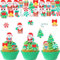 ALEGRE 100 Stück Essbare Tortendeko Weihnachten,Kuchen Deko Weihnachten Essbar,Esspapier Weihnachten Cupcake Topper,Essbare Deko Weihnachten,Muffin Deko Weihnachten,Streudeko Weihnachten Essbar