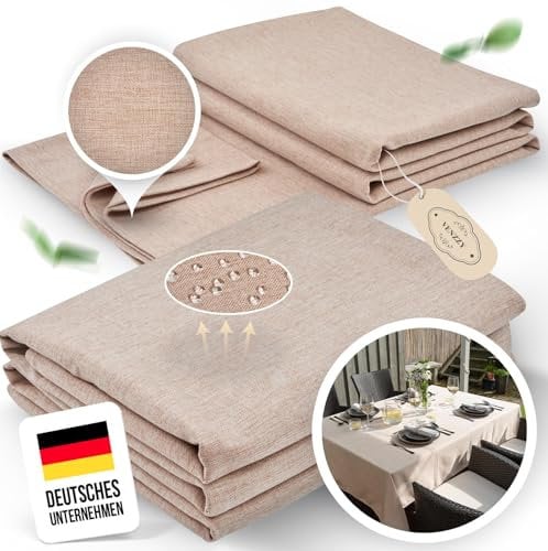Venzzy “Tischdecke [Leinenoptik] – Tischdecken abwaschbar & modern | Schutz & Stil für den Tisch | Leinen-Stoff-Tischläufer Weihnachten, wasserdichte Weihnachtstischdecke, Tischtuch innen & außen