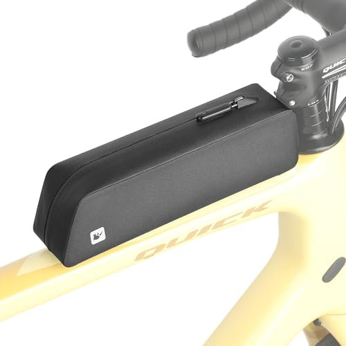 Rhinowalk Borsa per tubo superiore della bici con cerniera, completamente impermeabile e stabile, accessori da ciclismo professionali per mountain bike - nero