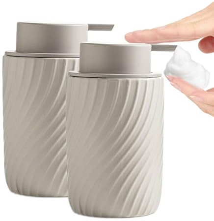 XUDREZ Küche Schaumseifenspender, Modern Seifenspender Schaum Keramik 280 ml, Seifenschaumspender Pumpflasche für Shampoo, Handseife, Duschgel (2, Haferfarbe)