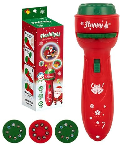 Christmas Projector Torch for Kids, Handheld Slide Projector Torch with 24 Patterns, Kids Story Flashlight Projector Toy Favors for Kids Christmas Stocking Fillers