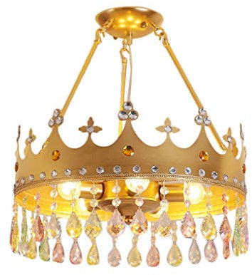 ZAVEIL Crystal Room Lustres, Les Filles Chambre Rose 5 Ironhead Lustres Restaurant Lumières Rural Salon Méditerranéen Coréen Cristal Lustres Enfants(Gold)