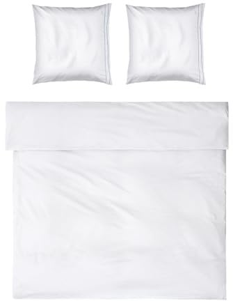 MÖVE Noblesse Bettwäsche-Set 200x200 cm + 2 * 80x80 cm aus 100% Baumwolle, White/Light Blue