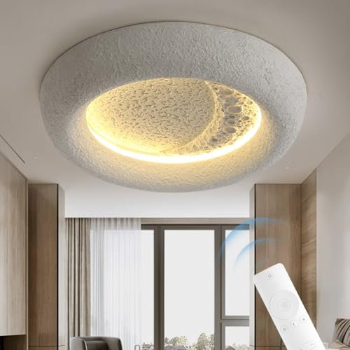 JOJOM 42Cm Moderne, Schlichte LED-Deckenleuchte Wabi-Sabi, Deckenlampe Mit Polyethylen-Lampenschirm, Zementimitat, Japanischer Stil, Heimdekoration, Beleuchtung For Schlafzimmer, Wohnzimmer, Küchenins