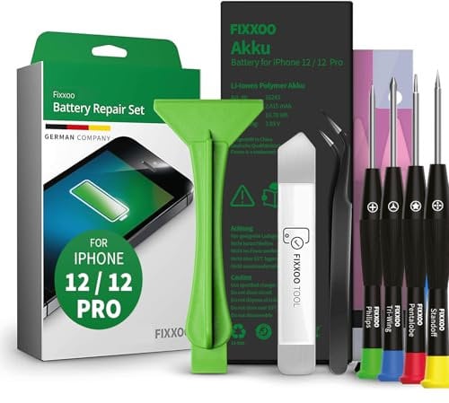 Fixxoo® Batterie de rechange pour iPhone 12/12 Pro avec kit d'outils et instructions (français non garanti) – Capacité de la batterie d'origine – Batterie de rechange pour un remplacement facile