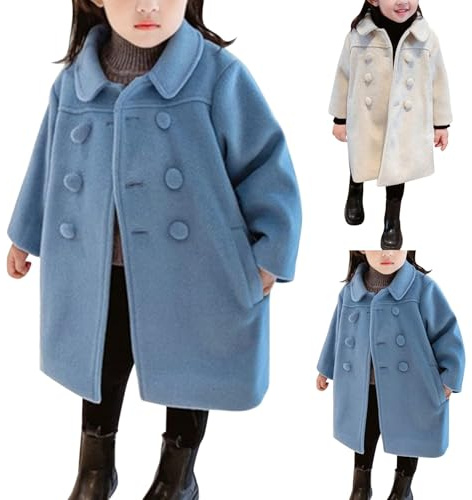 Kleinkinder Babys Mäntel Gesteppt Zweireihig aus Wolle Peacoat Trenchcoat Warme Oberbekleidung Herbst Winterjacke Lange Ärmel Windjacke Kleidung für Teenager