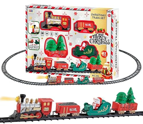 Acunny Modellbahn Set | Mit Beleuchtung Und Sound Bauspielzeug - Weihnachtsbaum Eisenbahn - Für Geburtstag Junge Mädchen Heimdekoration