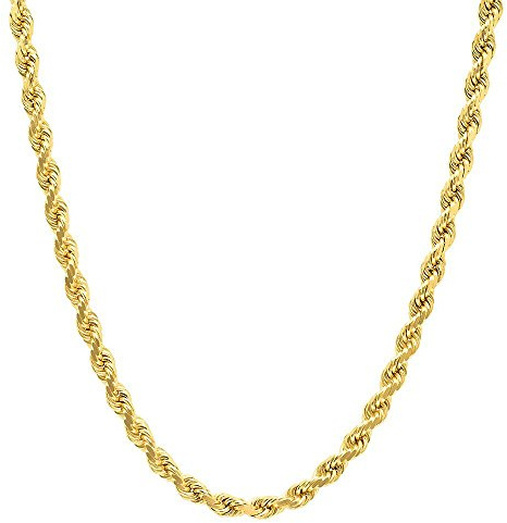 TTDGYYXW Unisex Gold Plated Sterling Silver 3MM Diamond-Cut Rope Chain Necklace,