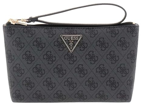 GUESS Utensilientasche Laurel II Wristlet Pouch Coal Logo dunkelgrau