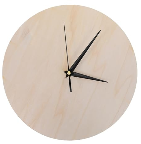 PartyKindom Unbehandeltes Holz Wanduhr Zifferblatt 25cm Selbstgemacht Runde Holzuhr Sockel zum Bemalen Natürliche Holzstruktur für Wohn und Bürodekoration