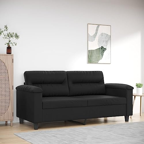HETFTJN Zweisitzer Schwarzes 2-Sitzer-Sofa 170 cm Breit aus Kunstleder Modernes Design Robustes Metallgestell Bequeme Polsterung Komfort für Living Room Jugendzimmer Balkon