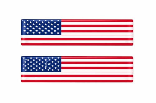 3D USA Flaggen Aufkleber Gel Sticker Set 2 Stück – Amerikanische Flagge Emblem Selbstklebend, Wetterfest & UV-Beständig – Für Auto, Motorrad, Helm, Laptop, Koffer, Wohnmobil – 6 x 1 cm