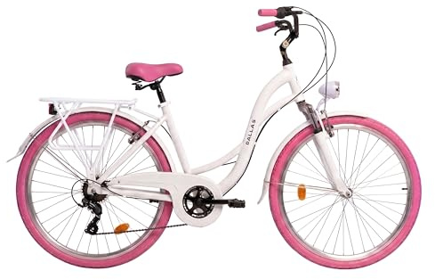 Dallas Bike Fahrrad 28 Zoll - Cityrad Damen Herren - 7-Gang-Shimano-Schaltung - Aluminiumrahmen 19 Zoll und Federgabel für Alltag