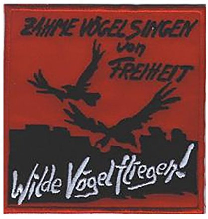 Wilde Vögel - Aufnäher, Farbe: Rot/Schwarz, Weiß