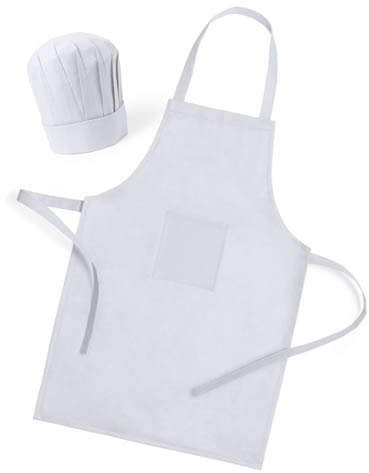 Vasara Delantal + Gorros de Cocina Infantil para Niños Blancos - Delantales Infantiles baratos (1, blanco)
